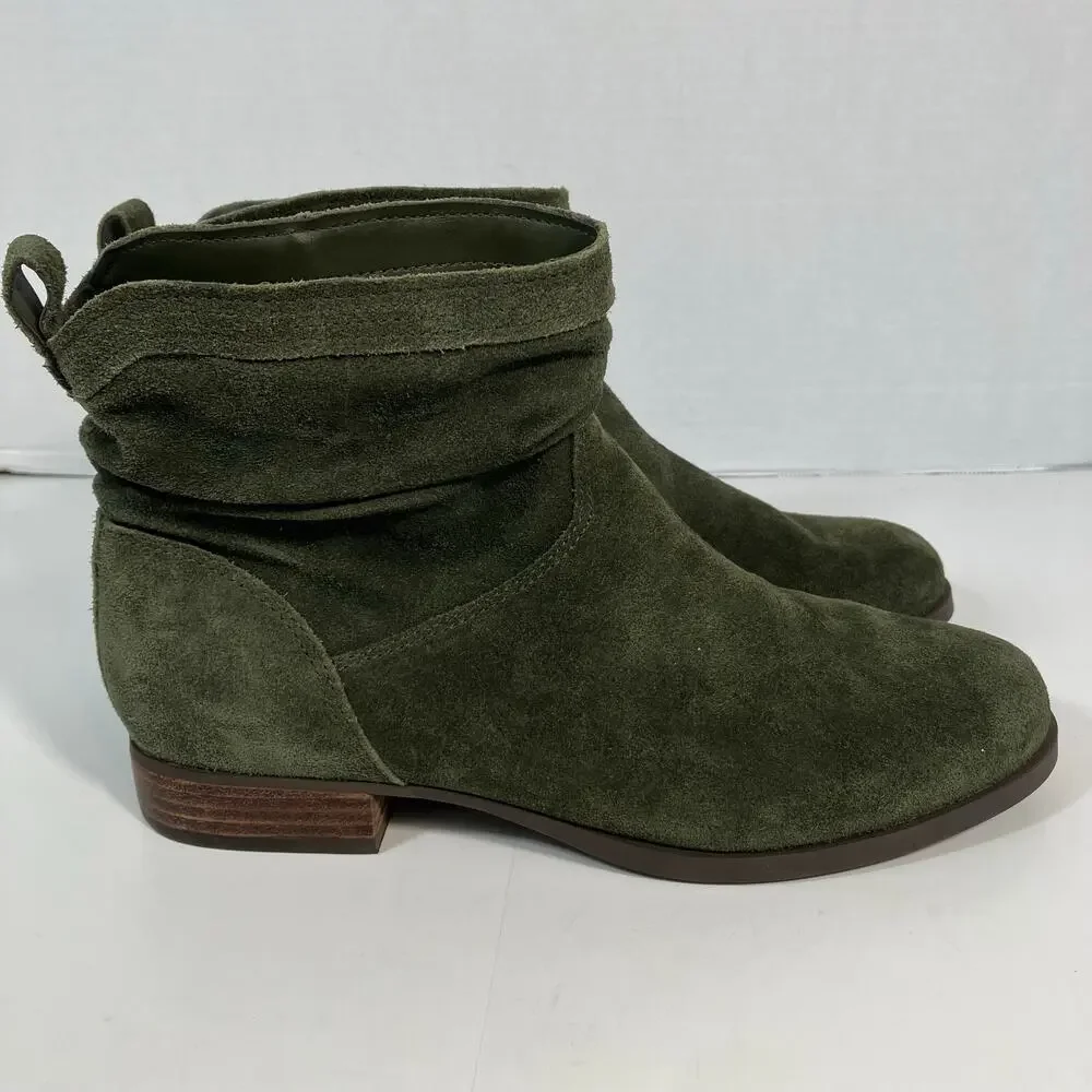 Koolaburra by Ugg Sz 8 Lorelei Slouchy Boots Olive Green Suede Pull-on Casual